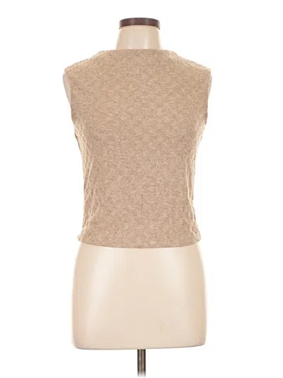 Pre-owned Glam Sleeveless Top Tan High Neck Tops In Brown