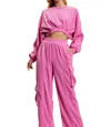 Glam Slouchy Corduroy Set In Pink In Pink