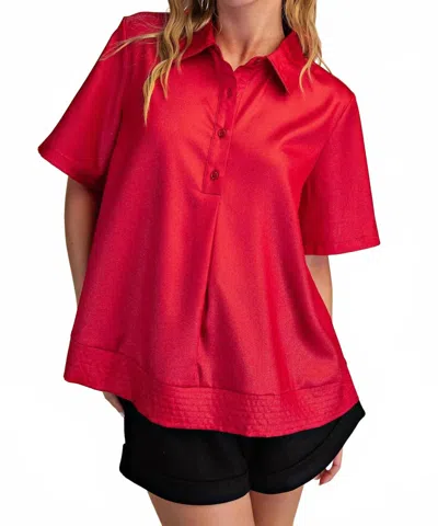 Glam Sophie Short Sleeve Shirt Top In Red