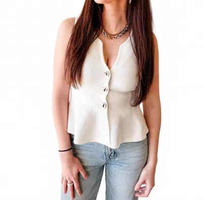 Glam Sutton Peplum Knit Top In White