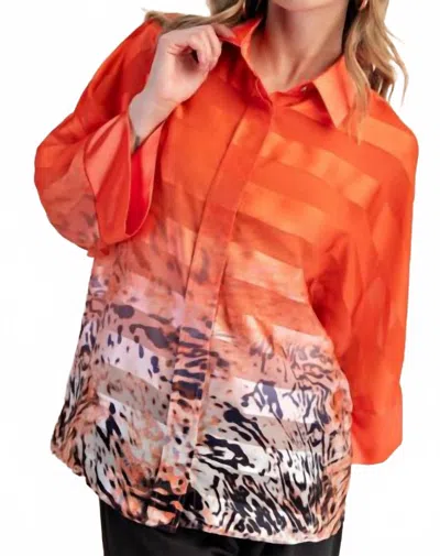 Glam Tamara Lapel Collar Oversize Top In Orange In Red