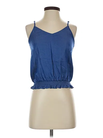 Pre-owned Glam Tank Top Blue Strapless Neckline Tops