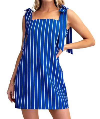 Glam Tie Strap Square Neck Mini Dress In Blue