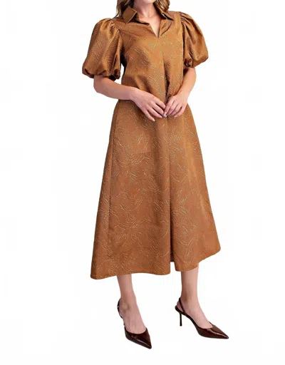 Glam Tuscan Midi Dress In Camel In Brown