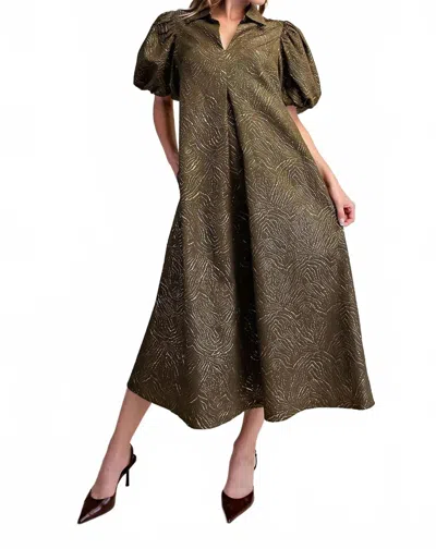 Glam Tuscan Midi Dress In Olive In Brown
