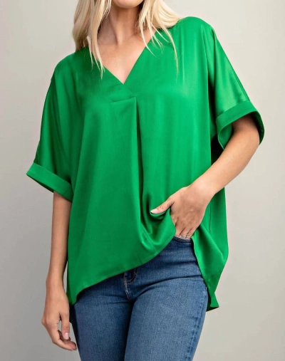Glam V-neck High-low Top In Kelly Green