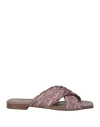 Glam Woman Sandals Deep Purple Size 7 Natural Raffia
