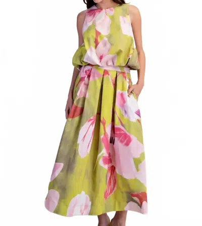 Glam Women's Floral Bubble Top In Green