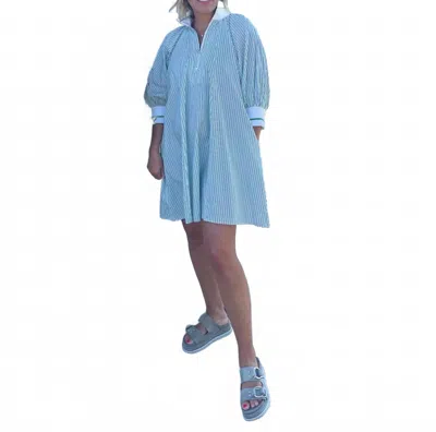 Glam Women's Mock Neck Mini Dress In White In Blue