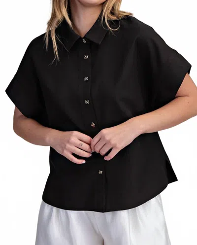 Glam Women's Short Sleeve Shirt In Black In Blue