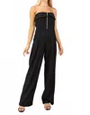 Glam Zippered Wide Leg Jumpsuit In Black In Black