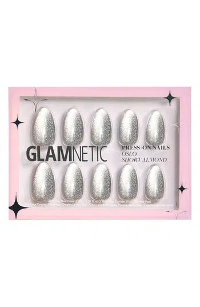Glamnetic Oslo Night Short Almond Press-on Nails Set $15 Value In White