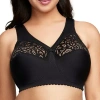 Glamorise Cotton Magic Lift Support Unlined Wireless Full Coverage Bra 1001 In Black