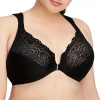 Glamorise Elegance Wonderwire Front-close Underwire Unlined Full Coverage Bra 1245 In Black