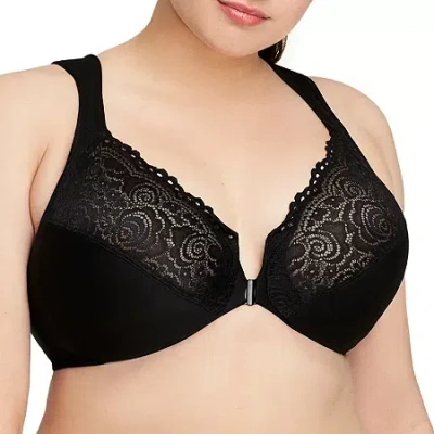 Glamorise Elegance Wonderwire Front-close Underwire Unlined Full Coverage Bra 1245 In Black