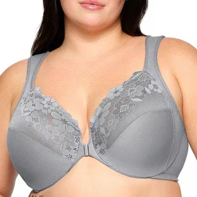 Glamorise Front-close Cotton Wonderwire- 1241 In Gray