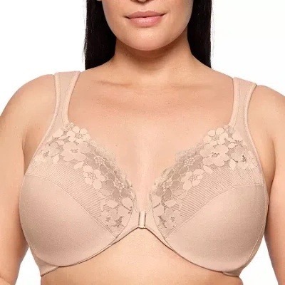 Glamorise Plus Size Front-closure Cotton Wonder Underwire Bra #1241 In Cafe