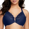 Glamorise Front-closure T-back Wonderwire Underwire Bra-1246 In Blue