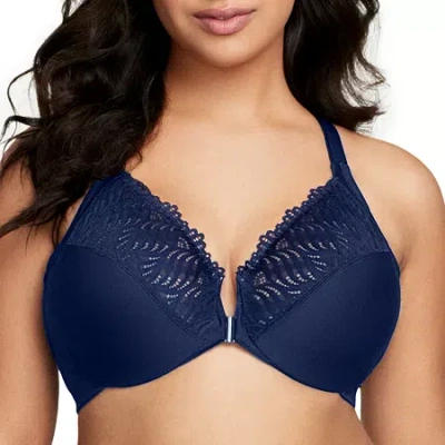 Glamorise Front-closure T-back Wonderwire Underwire Bra-1246 In Blue