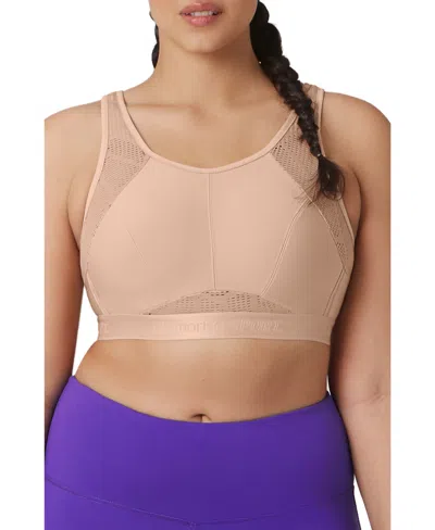Glamorise Full Figure Plus Size No-sweat Mesh Sports Wirefree Bra In Cafe