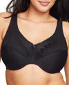 Glamorise Full Figure Plus Size Wonder Wire Minimizer Underwire Bra, 9003 In Black