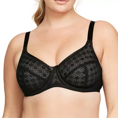 Glamorise Lace Comfort Wonderwire Underwire Bra-9855 In Black