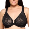 Glamorise Lacey T-back Front-closure Wonderwire Underwire Bra-9246 In Black