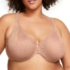 Glamorise Lacey T-back Front-closure Wonderwire Underwire Bra-9246 In Sand