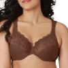 Glamorise Low Cut Wonderwire Lace Underwire Bra- 1240 In Brown