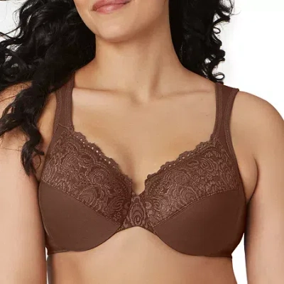 Glamorise Low Cut Wonderwire Lace Underwire Bra- 1240 In Brown