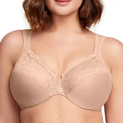 Glamorise Low Cut Wonderwire Lace Underwire Bra- 1240 In Sand