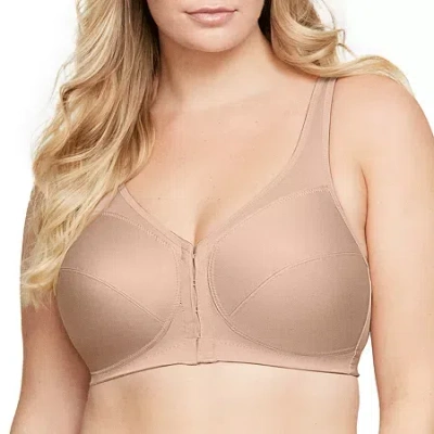 Glamorise Magic Lift Posture Back Support Unlined Wireless Full Coverage Bra 1265 In Sand