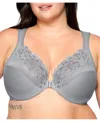 Glamorise Plus Size Front-closure Cotton Wonder Underwire Bra #1241 In Silver