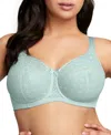 Glamorise Plus Size Full Figure Wonderwire Lace Comfort Bra 9855 In Jade