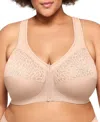 Glamorise Plus Size Magic Lift Front-closure Racerback Wirefree Bra #1206 In Cafe