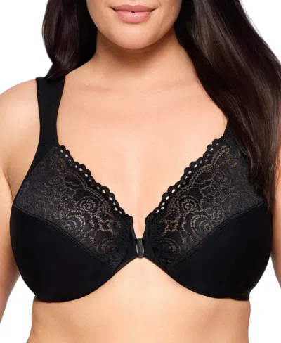 Glamorise Plus Size Wonderwire Front-closure Underwire Bra In Black