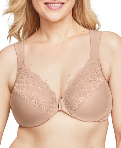 Glamorise Plus Size Wonderwire Front-closure Underwire Bra In Brown