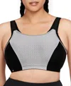 Glamorise Women's Full Figure Plus Size Adjustable Wirefree Sports Bra 1166 In Black,gray
