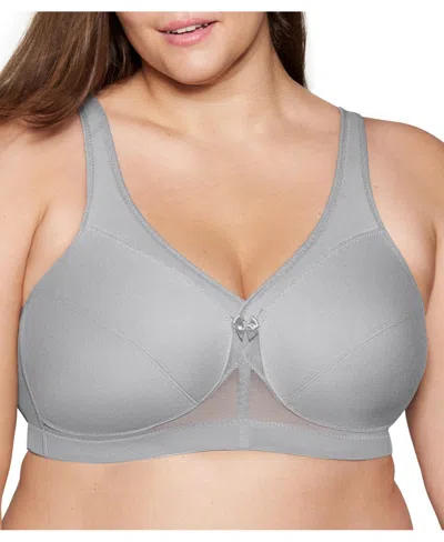 Glamorise Women's Full Figure Plus Size Magiclift Active Support Bra Wirefree #1005 In Gray
