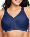 Glamorise Magic Lift Posture Back Support Unlined Wireless Full Coverage Bra 1265 In Blue