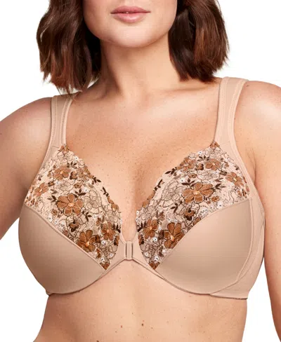 Glamorise Plus Size Full Figure Wonderwire Front-closure Bra Underwire 1245 In Brown
