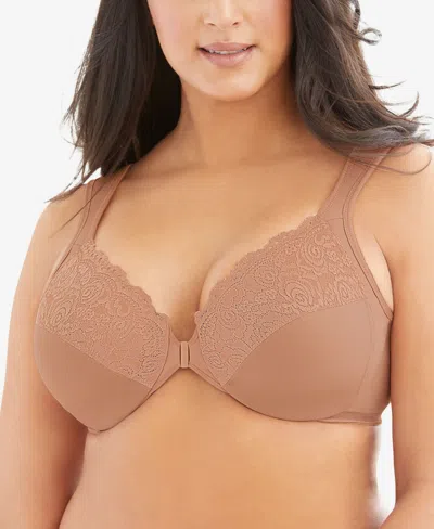Glamorise Women's Full Figure Plus Size Wonderwire Front Close Bra 1245 In Cappuccino