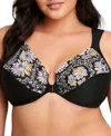Glamorise Plus Size Full Figure Wonderwire Front Closure Bra In Floral Print