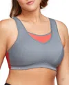 Glamorise Women's Plus Size Sport Elite Performance Camisole Bra 1067 In Gray,coral