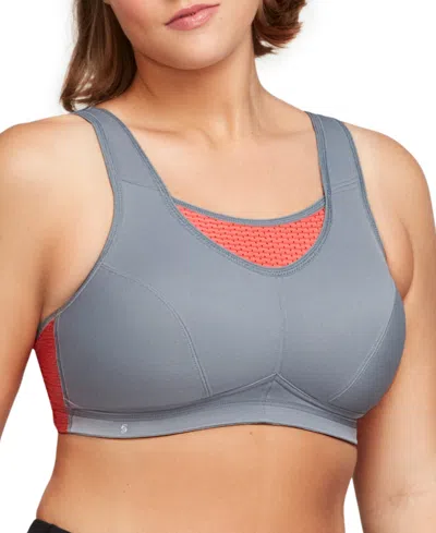 Glamorise Women's Plus Size Sport Elite Performance Camisole Bra 1067 In Coral,grey