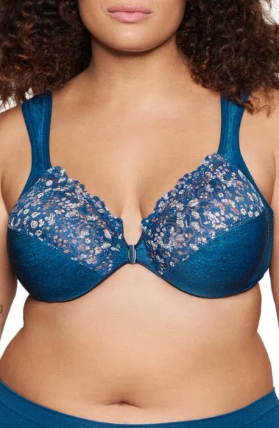 Glamorise Women's Full Figure Plus Size Wonderwire Front Close Bra 1245 In Dark Denim