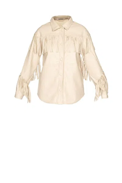 Glamorous Camicia Crema Con Frange In Beige
