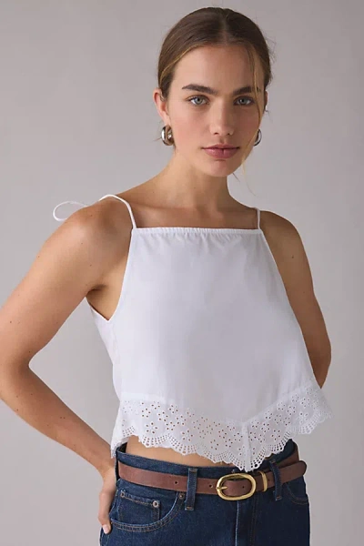 Glamorous Cutwork Tie-strap Lace Trim Cami In White, Women's At Urban Outfitters