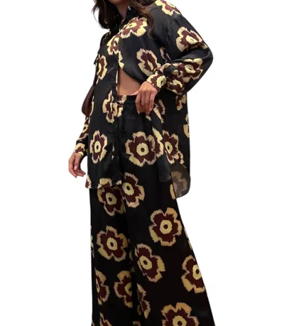 Glamorous Flower Power Trouser Pants In Black