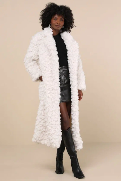 Glamorous Incredible Comfort Ivory Faux Fur Longline Coat
